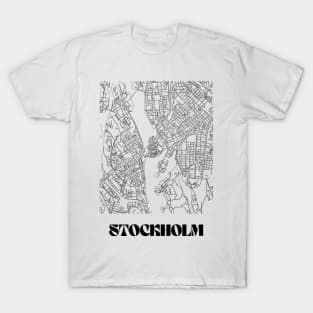 Retro Map of Stockholm, Sweden Minimalist Line Drawing T-Shirt